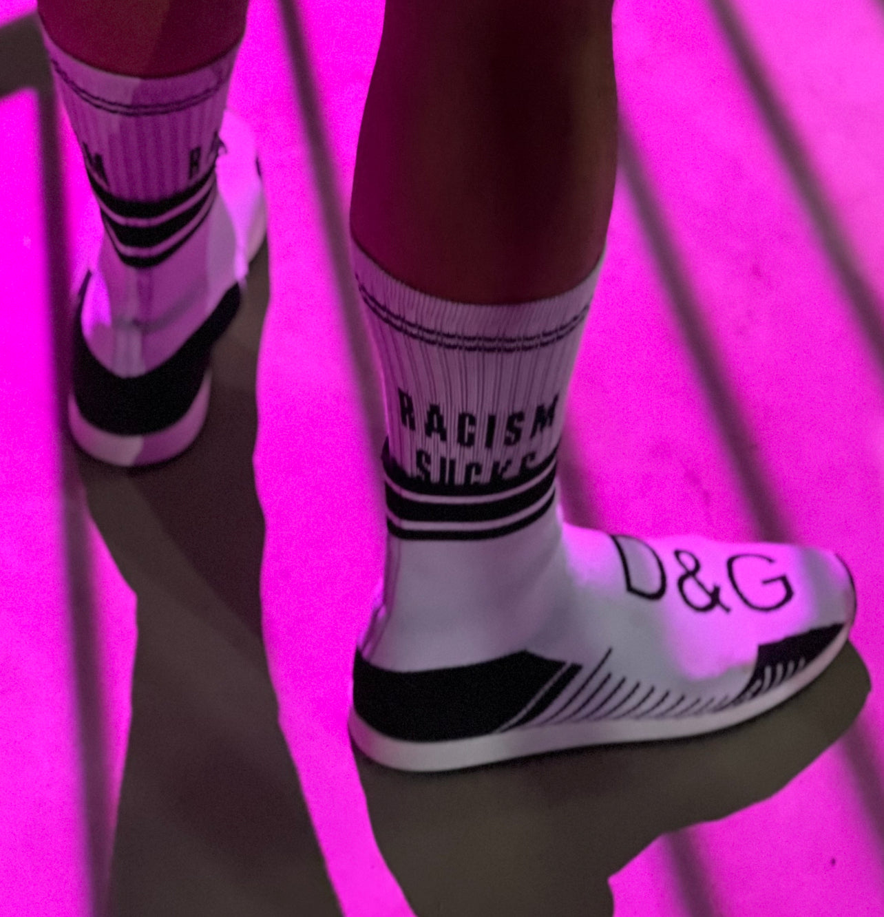 Racism Sucks 3-pak Statement sokker - Sort/Hvid/Pink